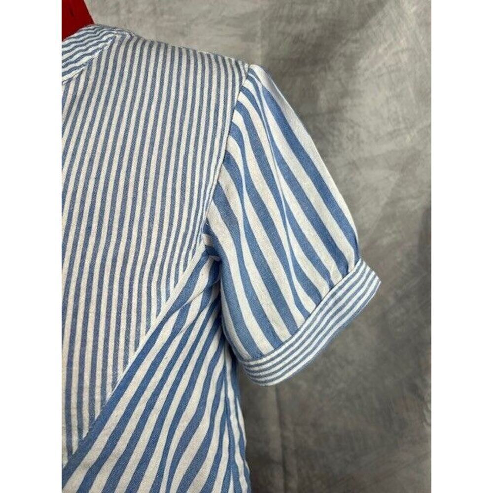 Loveu.dear Womens V Neck Short Sleeves Multicolor Striped Top Size XL - Picture 2 of 8